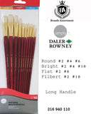 Daler Rowney Simply Natural White Bristle Brush Set for Oil Color, 10 pc