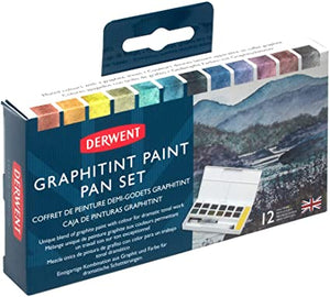 Derwent Graphitint Watercolor Paint Pan Set  of 12 cakes
