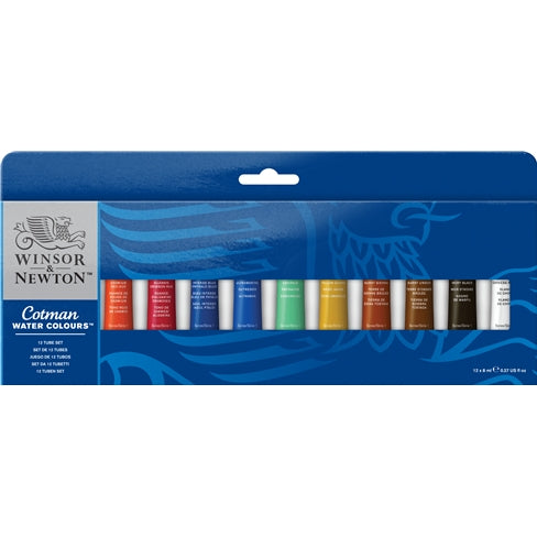 Winsor & Newton Cotman Water Color Tube Set, 12 x 8 ml Tube