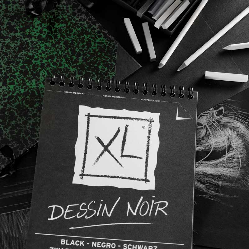 Canson XL Noir Deep Black Acid Free Paper Spiral Sketchbook 150 gr (40 Sheets)