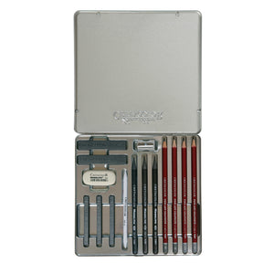 Cretacolor Silver Box , Graphite and Drawing Set of 15 pc in tin box