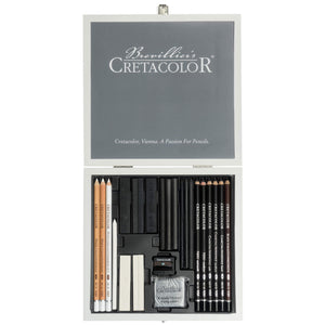 Cretacolor Black & White Drawing and Sketching Box of 25 pc in tin box