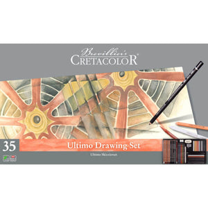 Cretacolor Ultimo, Comprehensive Artist Sketching and Drawing Set of 35 pc in tin box