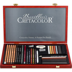 Cretacolor Ultimo Sketching and Drawing Artist Set of 35 pc in wooden box
