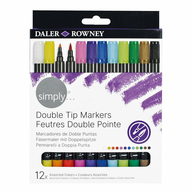 Daler Rowney Simply Dual Tip Marker Set of 12 & 24