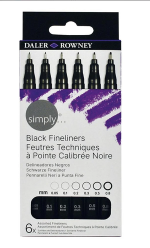 Daler Rowney Simply Fineliner Drawing Pen set of 6 pc