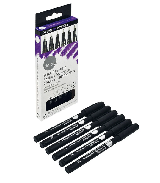 Daler Rowney Simply Fineliner Drawing Pen set of 6 pc