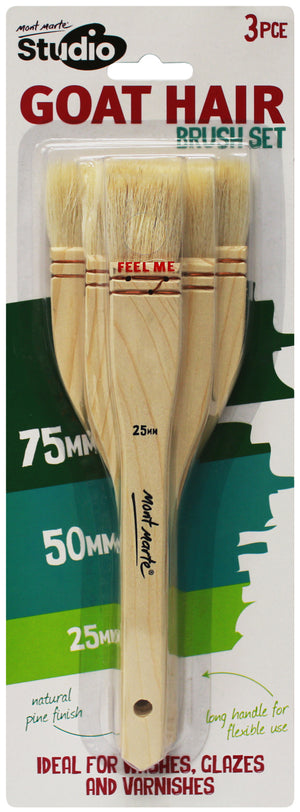 Mont Marte Studio Goat Hair Brush Set 3Pc