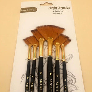 Keep Smiling Artist Fan Brush Set of 6 pc
