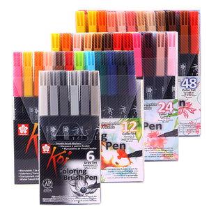 Sakura Koi Coloring Brush Pen Marker Set of 12 , 24 , & 48