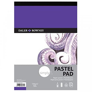 Daler Rowney Simply Pastel Paper Pad, Medium Grian, 150 gr ,  Glued 1 Side, 16 White Sheets, Ideal for Entry-Level Artists & Hobbyists