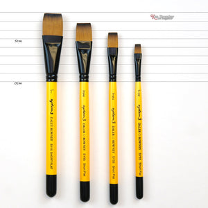Daler Rowney Flat Acrylic and Watercolor Brush, System 3 , Short Handle , Sr. SY55 ( 4 sizes )
