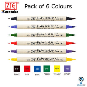 Zig Fabricolor Dual Tip Fabric Brush Pen ( Set of 6 and 12 )