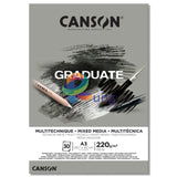 Canson Graduate Mix Media Grey Pad . 220 Gr 30 Sheets 11.7 X 16.5 (A3) Sketch Book &