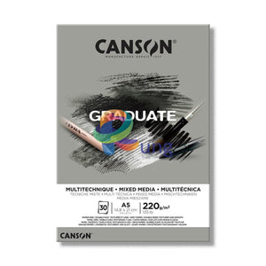 Canson Graduate Mix Media Grey Pad . 220 Gr 30 Sheets 5.8 X 8.3 (A5) Sketch Book &