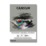 Canson Graduate Mix Media Grey Pad . 220 gr . 30 sheets