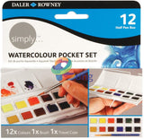 Daler Rowney Watercolor Pocket Cake Set Of 12 Half Pans Water Color
