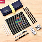 Deli Sketch Pencils Set 27 Piece Art Supplies Professional Drawing For Adults Pro Beginners Artist