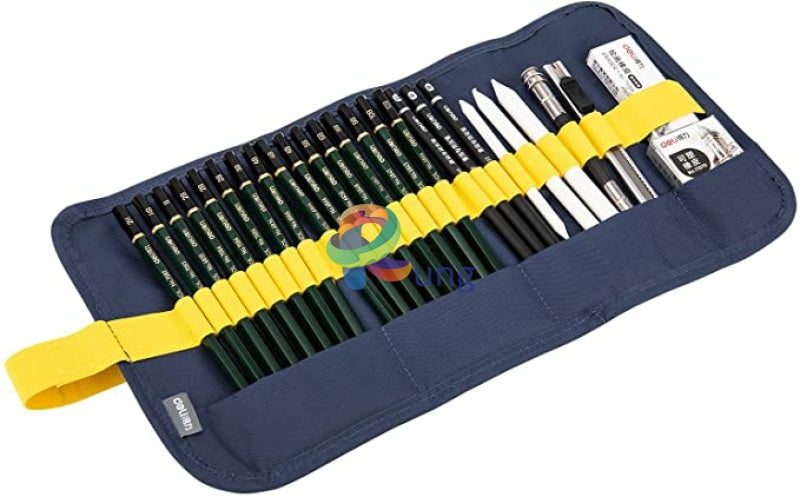 27pcs Professional Sketch and Drawing pencils set kit in fabric pouch –  Karachi Stationers