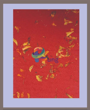 Hand Made Paper Mary Gold Flower Embedded 24 X 30 Red Misc