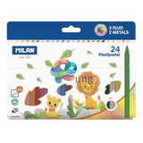 Milan  Plastipastel Box 24 Triangular Shape  (contains 3 fluo colors )