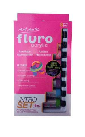 Monte Marte Fluro Acrylic Intro Set 8 X 18 Ml Tubes Color
