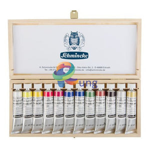 Schmincke Finest Artists Calligrpahy Gouache Set Of 12 X 20 Ml Tubes In Wooden Box