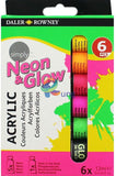 Daler Rowney Simply Neon and Glow in the Dark Acrylic Color Set of 6. 5 neon & 1 glow in the dark