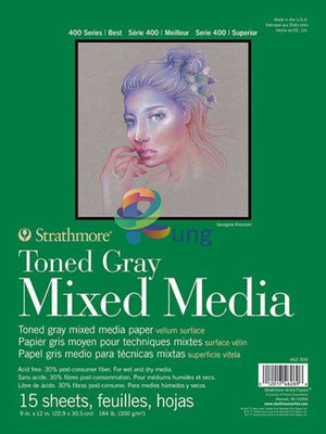 Strathmore Mix Media Pad Series 400 300 Gr Toned Grey 9 X 12 15 Sheets Sketch Book &